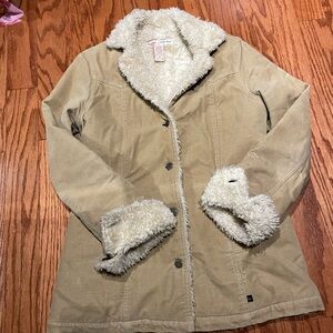 Abercrombie & Fitch Tan Teddy Jacket with Cream Accents